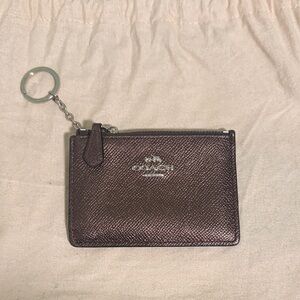 Coach Bronze Card Holder with Keychain